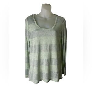 NWT Talbots $49 Green Striped Women's Top size LPetitie